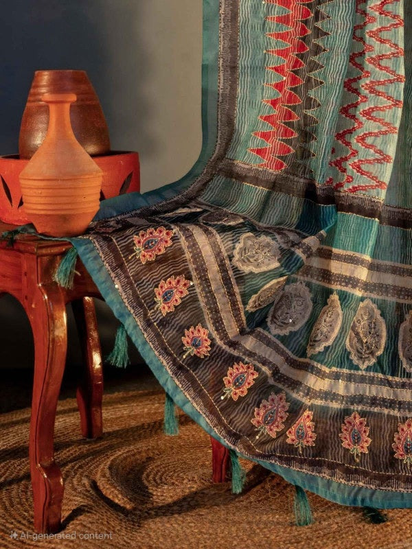 SOFT CHANDERI COTTON WITH KANTHA WORK RWL019