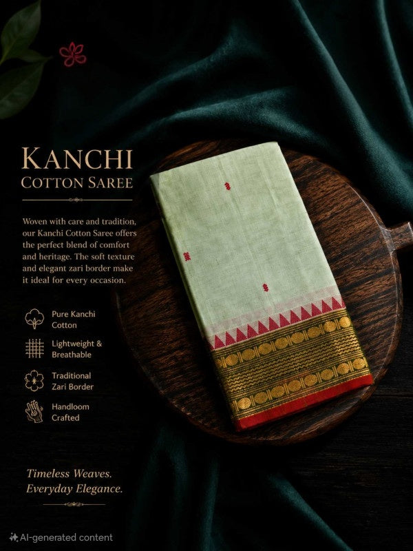 PREMIUM KANCHI COTTON SAREE - PASTEL MINT GREEN