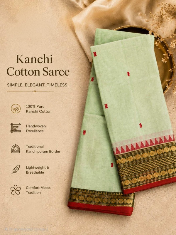 PREMIUM KANCHI COTTON SAREE - PASTEL MINT GREEN