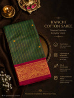 PREMIUM KANCHI COTTON SAREE - GREEN