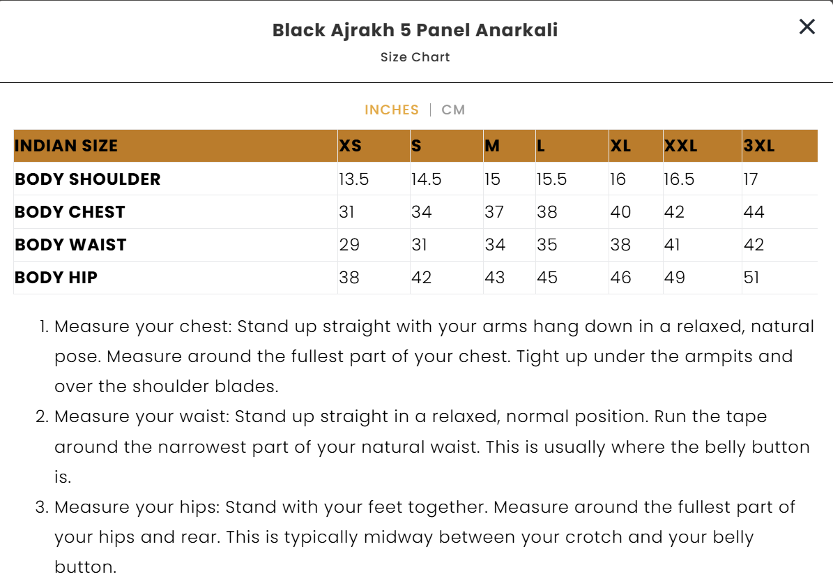 Black Ajrakh 5 Panel Anarkali
