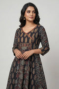 Black Ajrakh 5 Panel Anarkali