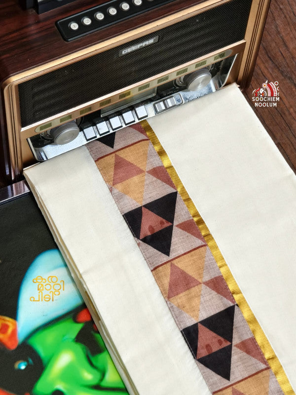 GOLDEN KASAVU LIMITED EDITION PREMIUM DOUBLE COTTON DHOTI RWL010