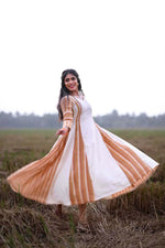 Offwhite Anarkali with Brown Striped