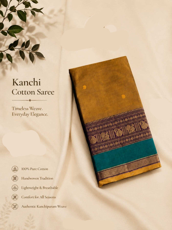 PREMIUM KANCHI COTTON SAREE - ANTIQUE MUSTARD GOLD