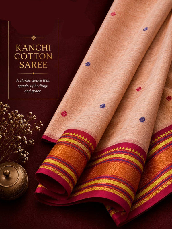 PREMIUM KANCHI COTTON SAREE - BEIGE