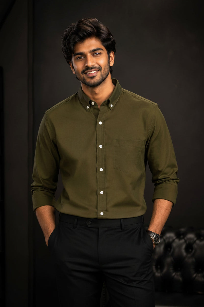 SOLID COLOUR SHIRT - GREEN
