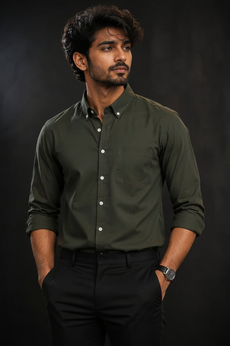 SOLID COLOUR SHIRT - GREEN