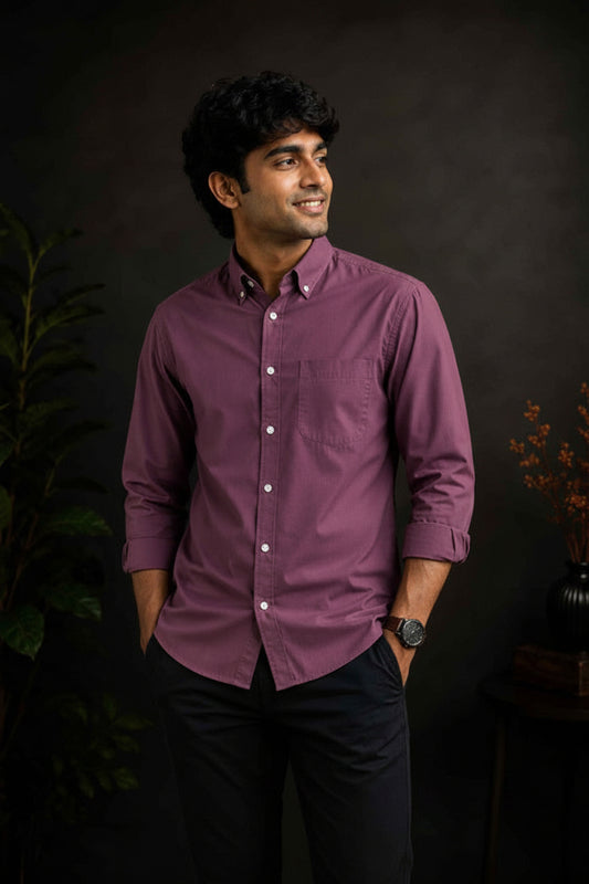 SOLID COLOUR SHIRT -PLUM PURPLE
