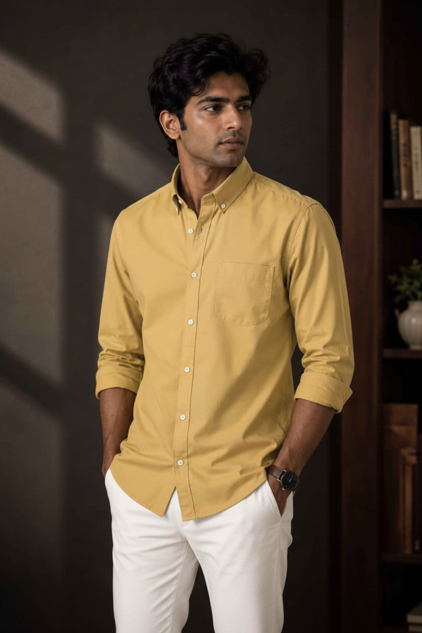 SOLID COLOUR SHIRT - SOFT GOLD