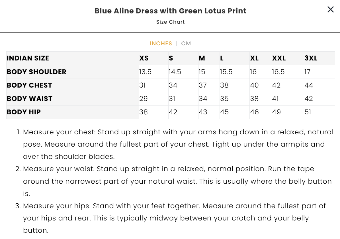 Blue Aline Dress with Green Lotus Print