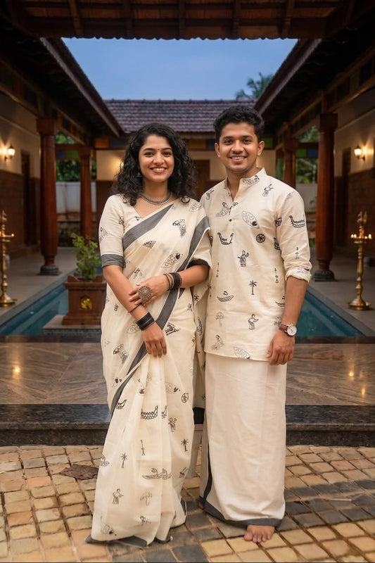 Sulabha Vidura KURTA AND SAREE Couple Combo