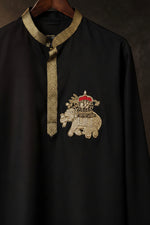 ELEPHANT EMBROIDERY BLACK KURTA