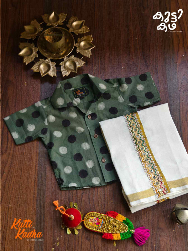 Premium Linen Cotton Shirt Digital printed + Dhoti Combo For Kids RWL002