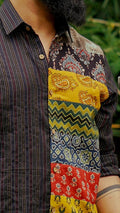 Black Kantha Full Sleeve Multi Patch Shirt