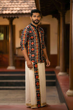 Designer Premium Shirt+ Double kasavu Dhoti Combo RWL037