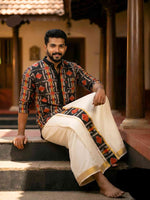 Designer Premium Shirt+ Double kasavu Dhoti Combo RWL037