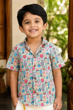 Premium Linen Cotton Shirt Digital printed + Dhoti Combo For Kids RWL003