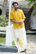 Yellow Half Sleeve Plain Shirt with Pin Tuck Detailing