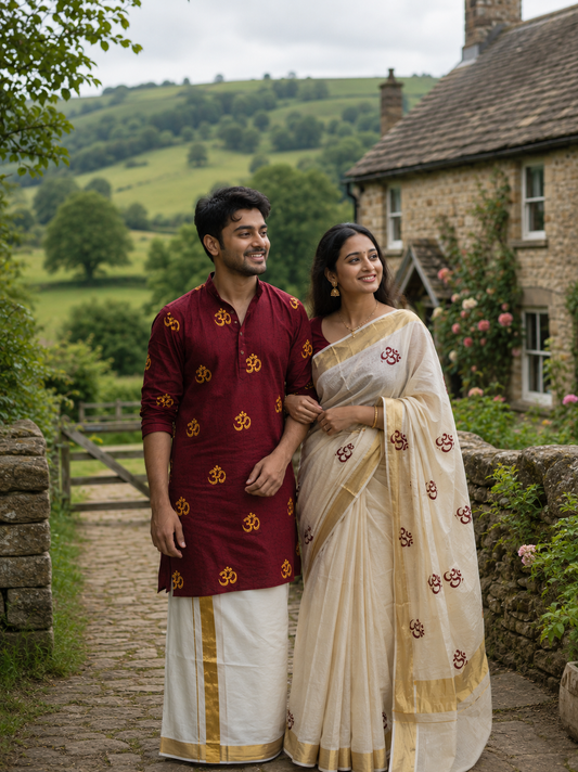 Om KURTA AND SAREE Couple Combo