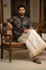 Designer Premium Shirt+ Double kasavu Dhoti Combo RWL033