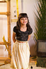 Black Silk Top and Ivory Lurex Skirt