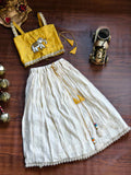 Silk Blouse with Elephant Beaded Patch and Lurex Skirt