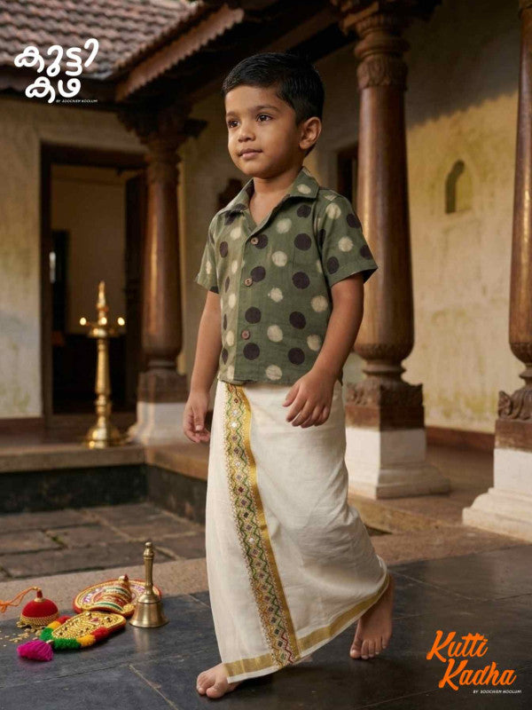 Premium Linen Cotton Shirt Digital printed + Dhoti Combo For Kids RWL002