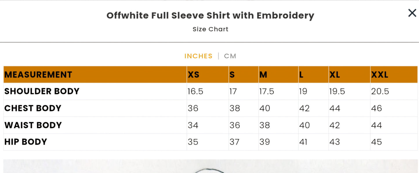 Offwhite Full Sleeve Shirt with Embroidery