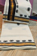 HAND BLOCKED THAMARA COTTON KASAVU SAREE SINGLE COLOR - BLACK
