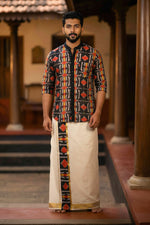 Designer Premium Shirt+ Double kasavu Dhoti Combo RWL037