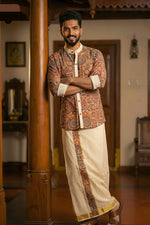 Designer Premium Shirt+ Double kasavu Dhoti Combo RWL035