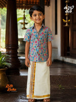 Premium Linen Cotton Shirt Digital printed + Dhoti Combo For Kids RWL003