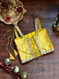 Silk Blouse with Elephant Beaded Patch and Lurex Skirt