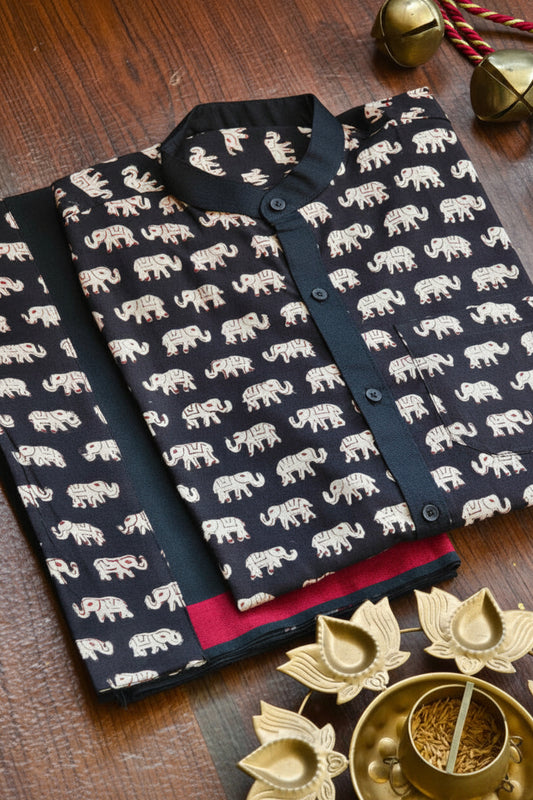 Designer Premium Shirt+Single Cotton Dhoti Combo RWL027