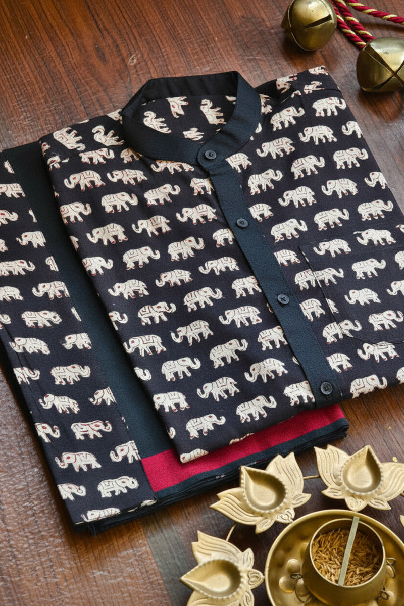 Designer Premium Shirt+Single Cotton Dhoti Combo RWL027
