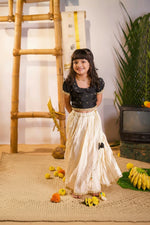 Black Silk Top and Ivory Lurex Skirt