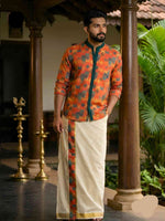 Designer Premium Shirt+ Double kasavu Dhoti Combo RWL032