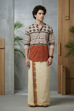 Designer Premium Shirt+ Double kasavu Dhoti Combo RWL029