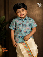 Premium Linen Cotton Shirt Digital printed + Dhoti Combo For Kids RWL006