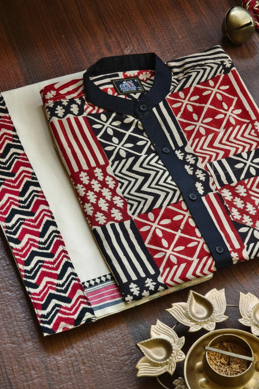 Designer Premium Shirt+Single Cotton Dhoti Combo RWL026