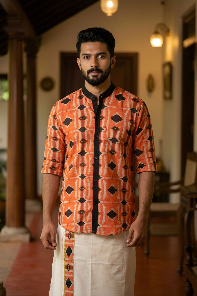 Designer Premium Shirt+ Double kasavu Dhoti Combo RWL036