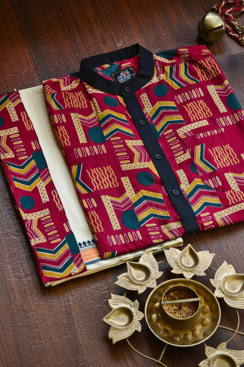 Designer Premium Shirt+Single Cotton Dhoti Combo RWL028