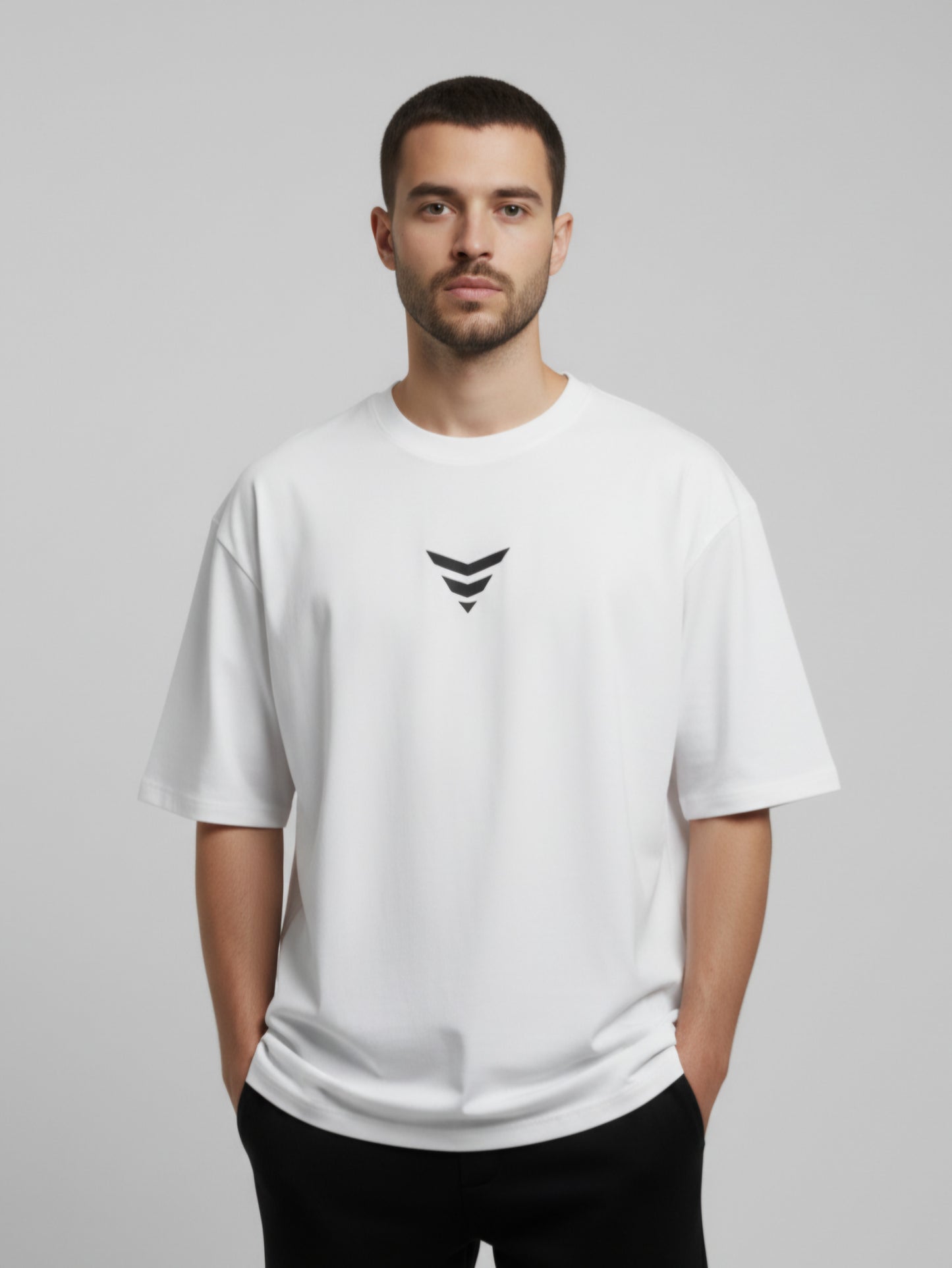 White Oversized T-shirt (Cheveron)