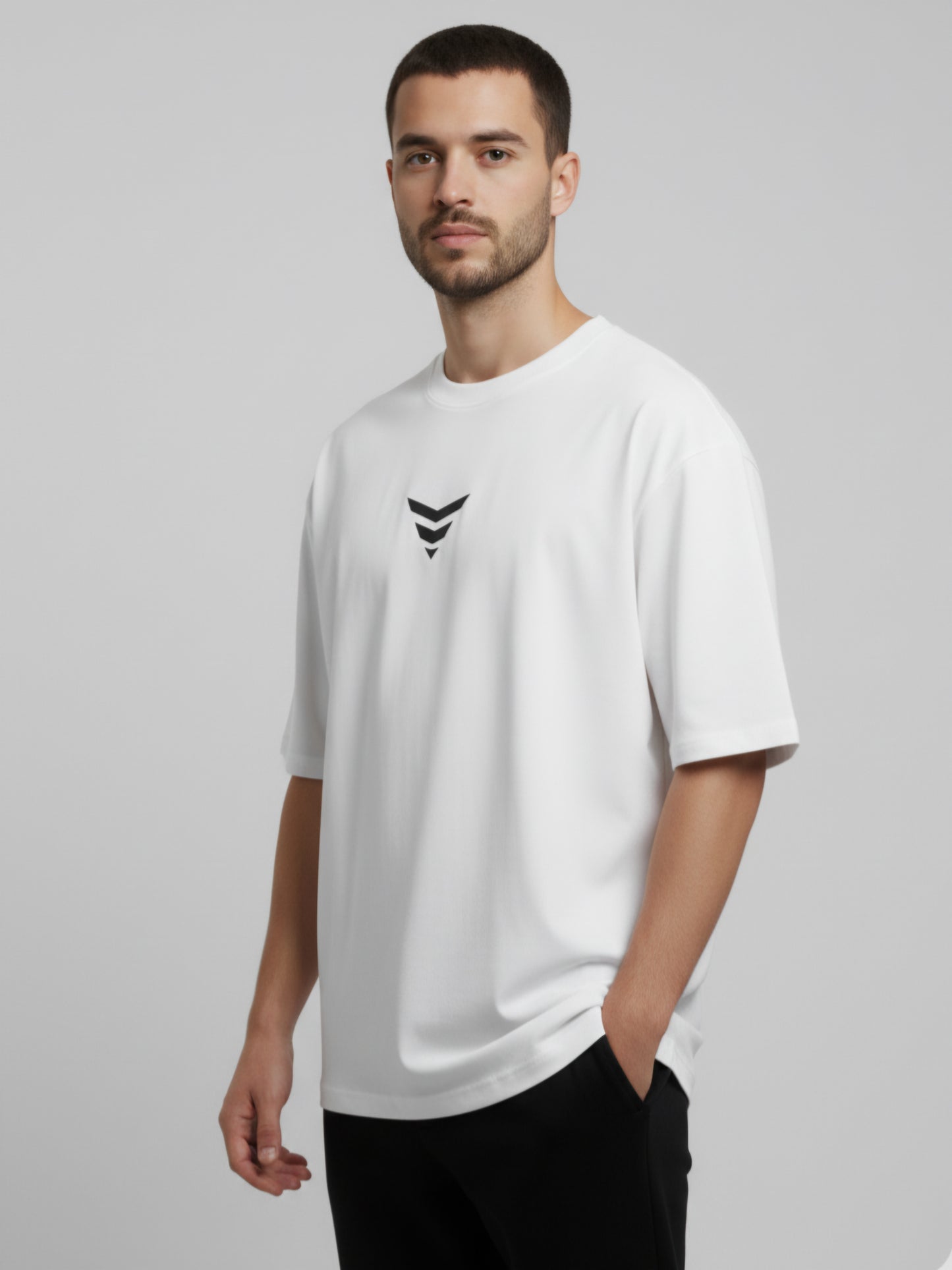 White Oversized T-shirt (Cheveron)