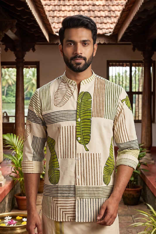 Offwhite Full Sleeve with Banana Leaf Print