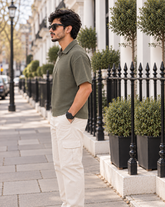 Muted Olive Green Polo T-shirt