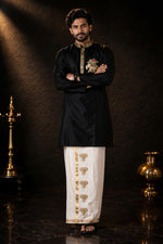 ELEPHANT EMBROIDERY BLACK KURTA
