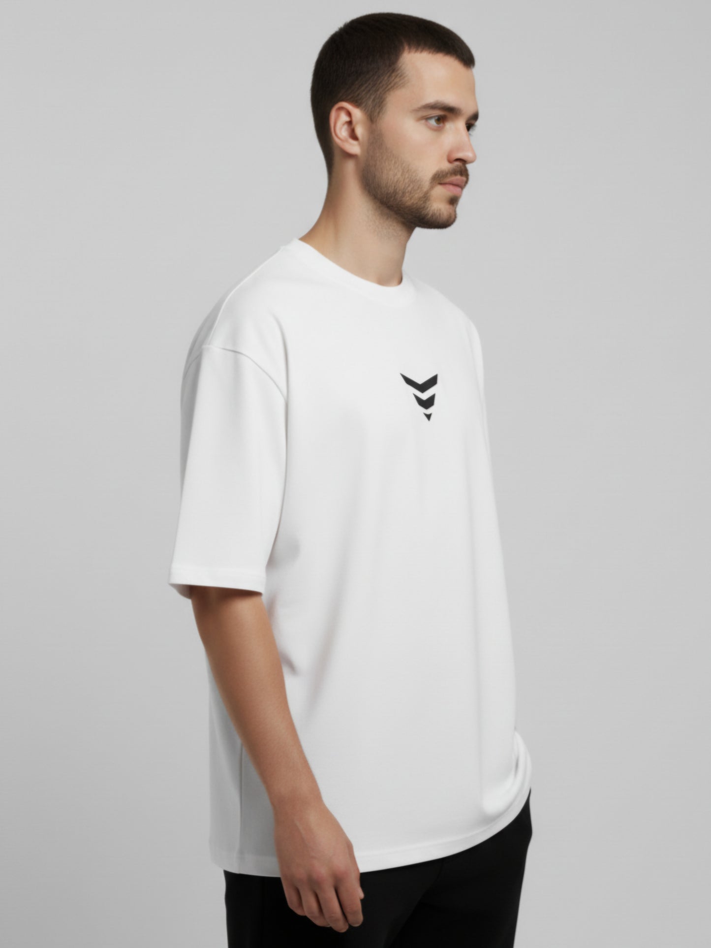 White Oversized T-shirt (Cheveron)