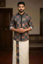 Designer Premium Shirt+ Double kasavu Dhoti Combo RWL033